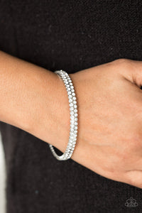 Paparazzi Decked Out In Diamonds - White Rhinestones - Thick Silver Bangle Bracelet - $5 Jewelry With Ashley Swint