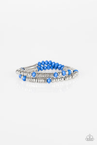 Paparazzi Downright Dressy - Blue Beads - Set of 2 Stretchy Band Bracelets - $5 Jewelry With Ashley Swint
