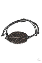 Load image into Gallery viewer, Paparazzi Forest Forager - Black Leather Leaf - Sliding Knot Bracelet - $5 Jewelry With Ashley Swint