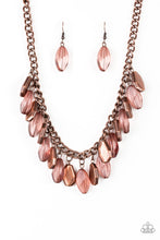 Load image into Gallery viewer, Paparazzi Fringe Fabulous - Copper - Shimmer Copper Chain Necklace and matching Earrings - $5 Jewelry With Ashley Swint