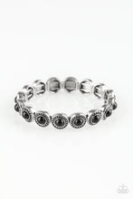 Load image into Gallery viewer, Paparazzi Globetrotter Goals - Black Beads - Studded Silver Frames - Stretchy Band Bracelet - $5 Jewelry With Ashley Swint