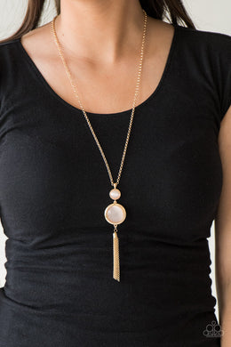Paparazzi Have Some Common SENSEI - Gold - Moonstone Necklace and matching Earrings - $5 Jewelry With Ashley Swint