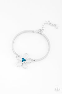 Paparazzi Hibiscus Hipster - Blue Rhinestone - Adjustable Silver - Bracelet - $5 Jewelry With Ashley Swint