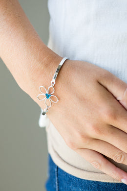 Paparazzi Hibiscus Hipster - Blue Rhinestone - Adjustable Silver - Bracelet - $5 Jewelry With Ashley Swint
