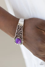 Load image into Gallery viewer, Paparazzi Joyful Journeys - Purple Bead  - Silver Filigree Hinged Bracelet - $5 Jewelry With Ashley Swint