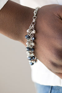 Paparazzi Just For The FUND Of It! - Blue - Metallic Shimmer - Silver Chains Bracelet - $5 Jewelry With Ashley Swint