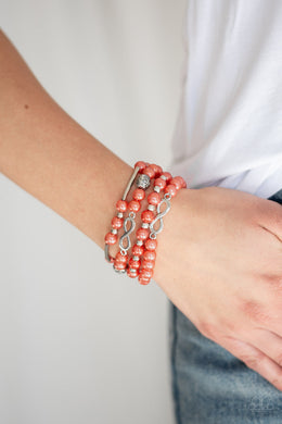 Paparazzi Limitless Luxury - Orange / Coral Pearls - Bracelet - $5 Jewelry With Ashley Swint