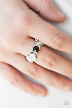 Load image into Gallery viewer, Paparazzi Luxury Loot - Black Rhinestones - Emerald Gems - Silver Dainty Band Ring - $5 Jewelry With Ashley Swint