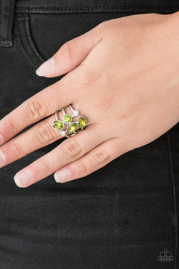 Paparazzi Metro Mingle - Green Rhinestones - Ring - $5 Jewelry With Ashley Swint