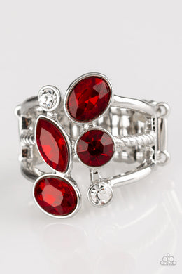 Paparazzi Metro Mingle - Red - and White Rhinestones - Ring - $5 Jewelry with Ashley Swint