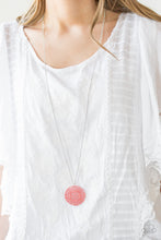 Load image into Gallery viewer, Paparazzi Midsummer Musical - Orange/Coral Filigree Pendant - Silver Necklace and matching Earrings - $5 Jewelry with Ashley Swint