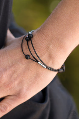 Paparazzi Mountain Treasure - Black Stones & Cording - Urban Sliding Knot Bracelet - $5 Jewelry With Ashley Swint