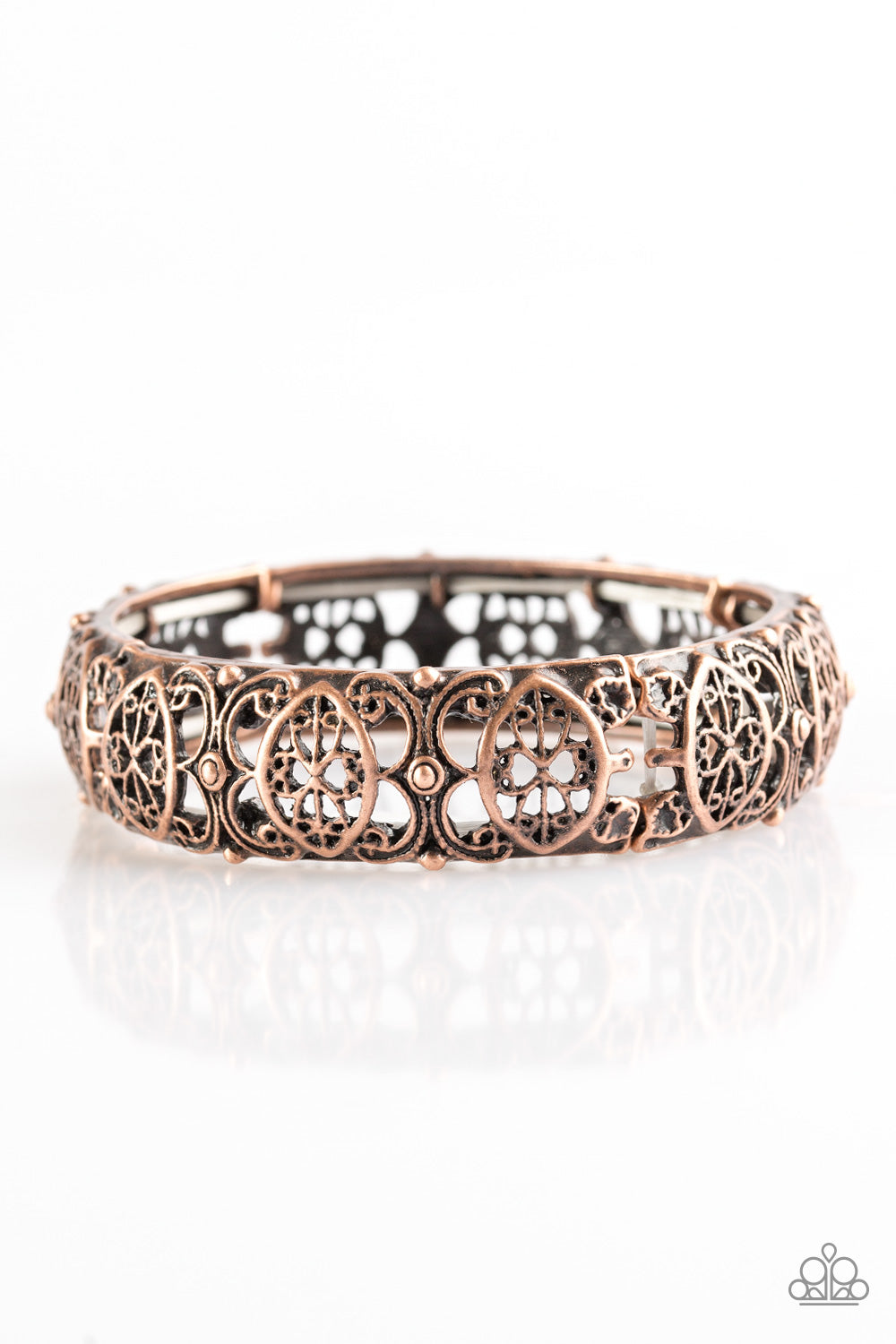 Paparazzi Naturally Nepal - Copper - Antiqued Shimmer - Ornate Stretchy Bracelet - $5 Jewelry With Ashley Swint