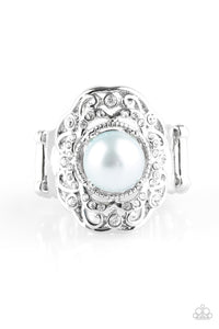 Paparazzi Pearl Princess - Blue Pearl - White Rhinestones - Silver Ring - $5 Jewelry With Ashley Swint
