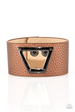 Paparazzi Power Play - Brown - Thick Leather Wrap - Bracelet - $5 Jewelry With Ashley Swint