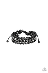 Paparazzi Racer Edge - Black - Sliding Knot Bracelet w/Gunmetal Chain - $5 Jewelry With Ashley Swint