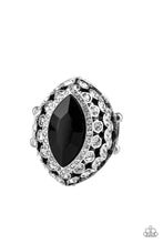 Load image into Gallery viewer, Paparazzi Royal Radiance - Black Rhinestone - Silver Ring - Life of the Party Exclusive May 2019 - $5 Jewelry With Ashley Swint