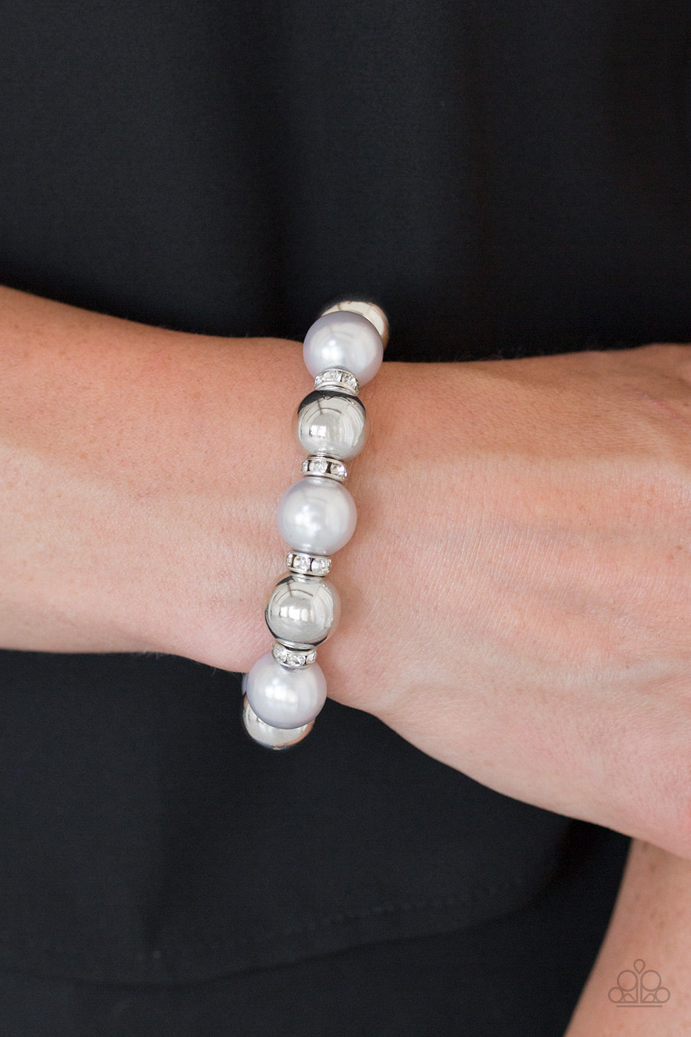 Paparazzi So Not Sorry - Silver - Pearls White Rhinestone- Bracelet - $5 Jewelry With Ashley Swint