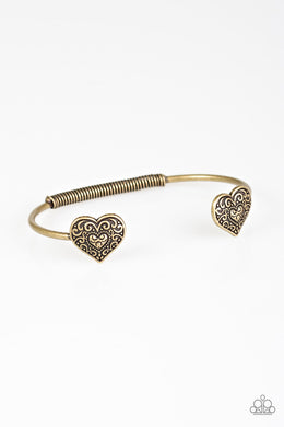 Paparazzi Tenderhearted - Brass - Filigree Heart - Cuff Bracelet - $5 Jewelry With Ashley Swint