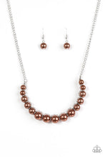 Load image into Gallery viewer, Paparazzi The FASHION Show Must Go On! - Brown Pearls - Silver Chain Necklace &amp; Earrings - $5 Jewelry With Ashley Swint