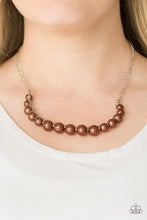 Load image into Gallery viewer, Paparazzi The FASHION Show Must Go On! - Brown Pearls - Silver Chain Necklace &amp; Earrings - $5 Jewelry With Ashley Swint
