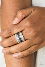 Load image into Gallery viewer, Paparazzi Top Dollar Drama - Black - and White Rhinestones - Glamorous Silver Ring - $5 Jewelry With Ashley Swint