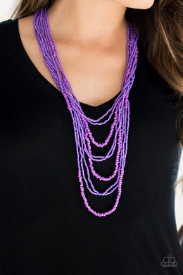 Paparazzi Totally Tonga - Purple Seed Beads - Necklace and matching Earrings - $5 Jewelry With Ashley Swint