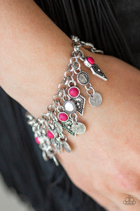 Paparazzi Triassic Trade Route - Pink Stone - Silver Bracelet - $5 Jewelry With Ashley Swint
