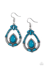 Load image into Gallery viewer, Paparazzi Vogue Voyager - Blue - Faceted Beads - Ornate Silver Teardrop Earrings - $5 Jewelry With Ashley Swint