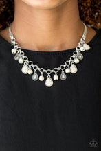 Load image into Gallery viewer, Paparazzi Welcome To Bedrock - White - Teardrop Stones - Bold Double Silver Chain Necklace - $5 Jewelry With Ashley Swint