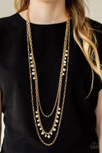 Load image into Gallery viewer, Paparazzi Pearl Pageant - Gold - Necklace and matching Earrings - $5 Jewelry With Ashley Swint