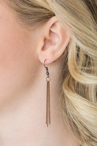Paparazzi Back To Square One - Copper - Filigree Hammered Frame - Necklace and matching Earrings - $5 Jewelry With Ashley Swint