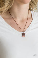 Load image into Gallery viewer, Paparazzi Back To Square One - Copper - Filigree Hammered Frame - Necklace and matching Earrings - $5 Jewelry With Ashley Swint