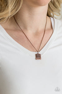 Paparazzi Back To Square One - Copper - Filigree Hammered Frame - Necklace and matching Earrings - $5 Jewelry With Ashley Swint