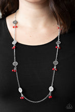 Load image into Gallery viewer, Paparazzi Color Boost - Red Bead - Silver Chain Necklace &amp; Earrings - $5 Jewelry With Ashley Swint