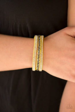 Paparazzi Mega Glam - Yellow Wrap Bracelet - $5 Jewelry With Ashley Swint