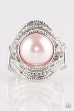 Load image into Gallery viewer, Paparazzi Quite Queen Mary - Pink Pearl - White Rhinestones - Silver Ring - $5 Jewelry With Ashley Swint