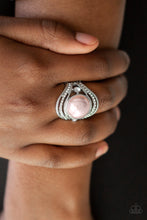 Load image into Gallery viewer, Paparazzi Quite Queen Mary - Pink Pearl - White Rhinestones - Silver Ring - $5 Jewelry With Ashley Swint
