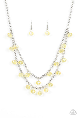 Paparazzi Super Supernova - Yellow - Crystal Beads - Silver Chains - Necklace & Earrings - $5 Jewelry With Ashley Swint