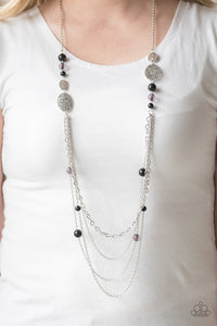 Paparazzi The SUMMERTIME Of Your Life! - Black Beads - Silver Necklace & Earrings - $5 Jewelry With Ashley Swint