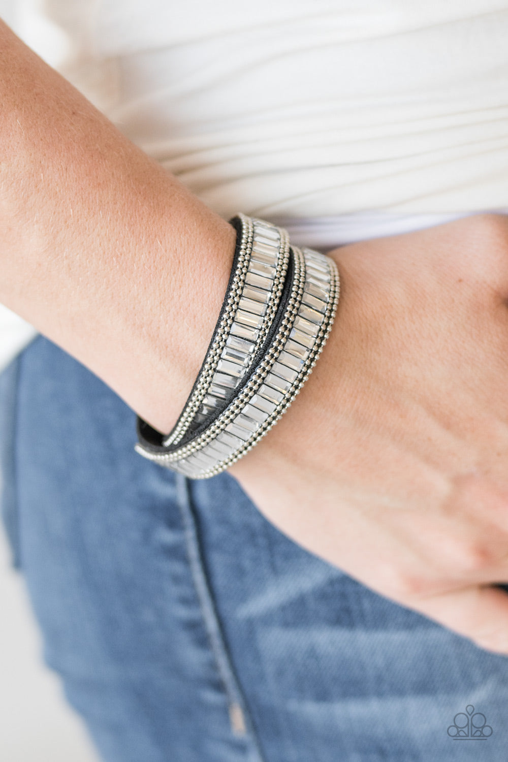 Paparazzi True GLITZ - Black - Rhinestones Wrap Bracelet - $5 Jewelry With Ashley Swint