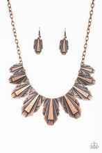 Load image into Gallery viewer, Paparazzi Cougar Cave - Copper - Edgy Geometric Textures - Necklace and matching Earrings - $5 Jewelry With Ashley Swint
