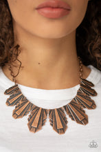 Load image into Gallery viewer, Paparazzi Cougar Cave - Copper - Edgy Geometric Textures - Necklace and matching Earrings - $5 Jewelry With Ashley Swint