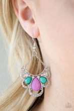 Load image into Gallery viewer, Paparazzi Caribbean Royalty - Multi - Teardrop Silver Earrings - $5 Jewelry with Ashley Swint