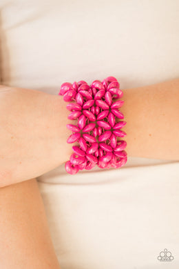 Paparazzi Hawaii Haven - Pink Wooden Bracelet - $5 Jewelry With Ashley Swint