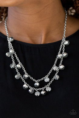 Paparazzi Super Supernova - Silver - Faceted Crystal Beads - Silver Chains Necklace & Earrings - $5 Jewelry With Ashley Swint