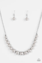 Load image into Gallery viewer, Paparazzi The FASHION Show Must Go On! - Silver Pearls - Necklace and matching Earrings - $5 Jewelry With Ashley Swint