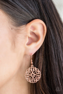 Paparazzi Feeling Frilly - Copper - Filigree Earrings