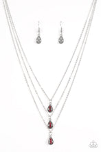 Load image into Gallery viewer, Paparazzi Radiant Rainfall - Red Rhinestones - Silver Necklace and matching Earrings - $5 Jewelry With Ashley Swint