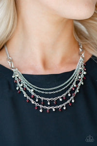 Paparazzi Financially Fabulous - Red - Necklace and matching Earrings - $5 Jewelry With Ashley Swint